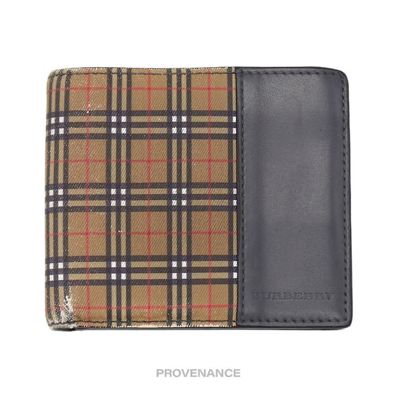 🔴 Burberry Bifold Wallet - Micro Nova Check Grey Leather - Picture 1 of 9